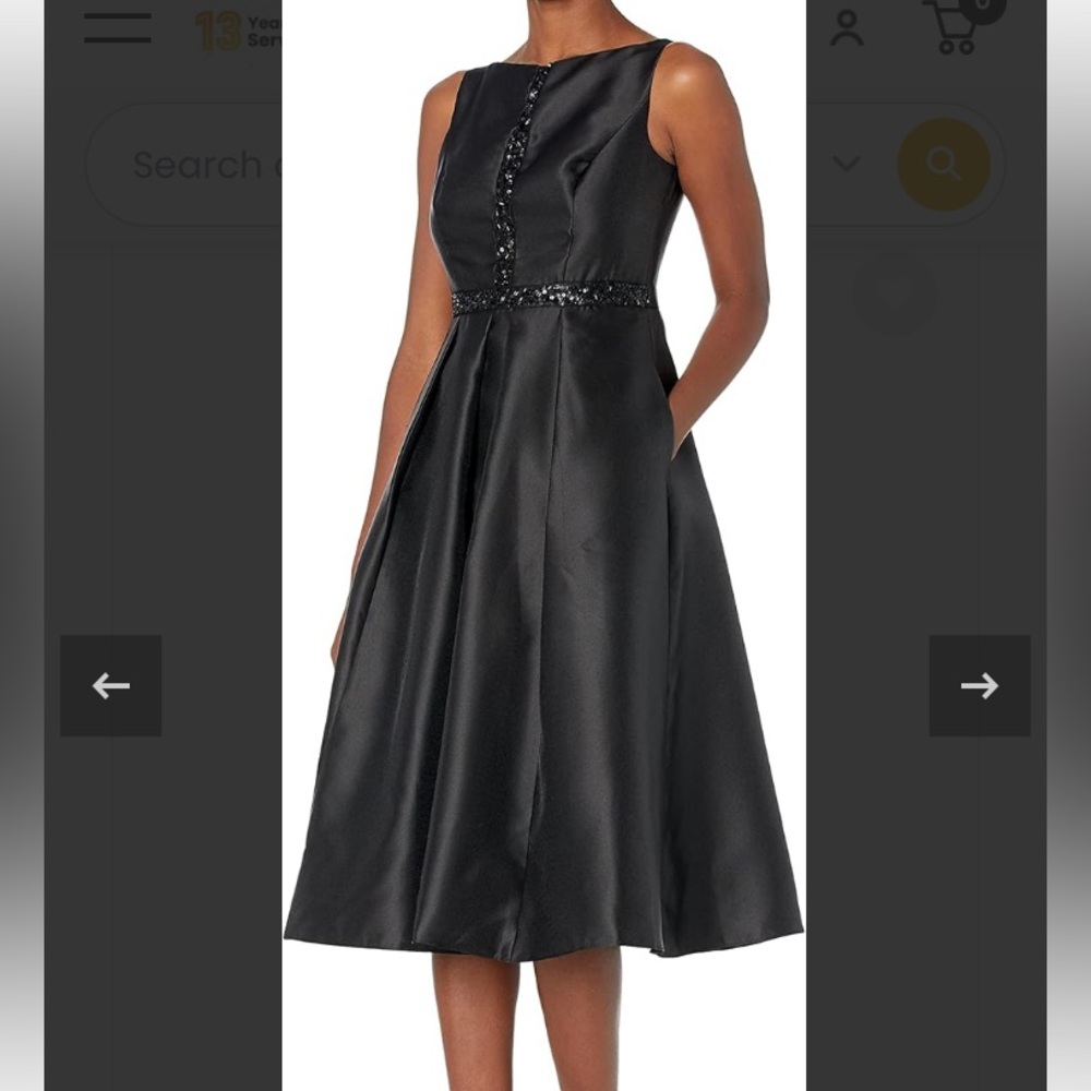 Adrianna Papell MIKADO Midi Cocktail Dress w Pockets NEW CONDITION